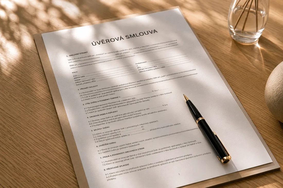 Úvěrová smlouva připravená k prověření